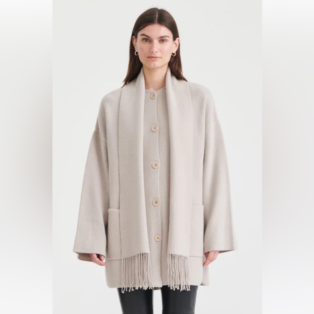 NWT Naadam Cashmino Sweater with Removable Scarf in Shell